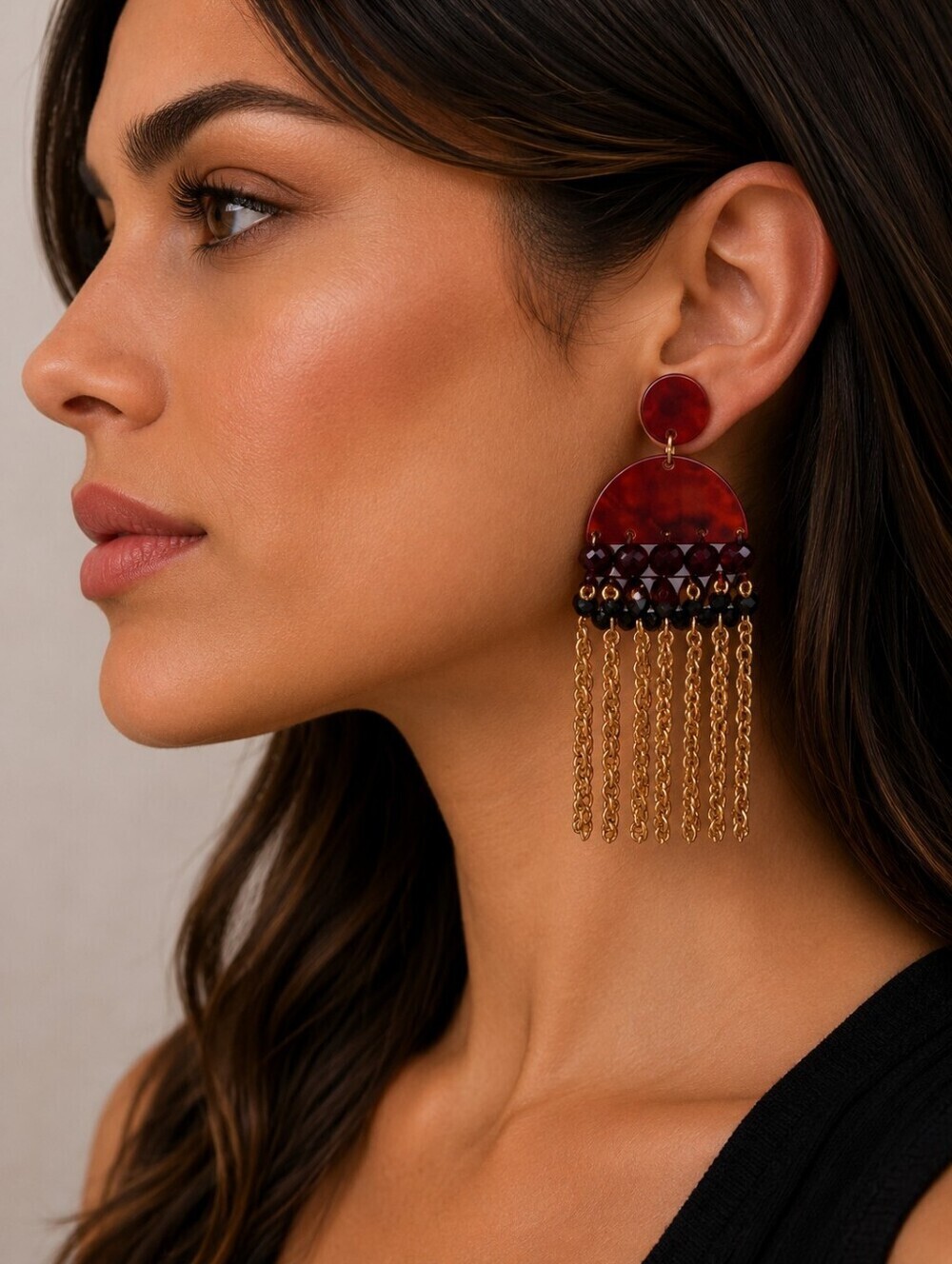3/$30 CATO Acetate Chain Fringe Statement Festival Post Earrings